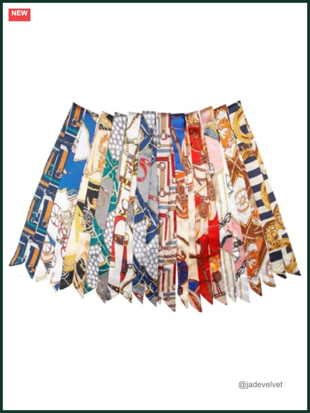 12 PCS Satin Silk Feel Narrow Scarf for Women Handbag Wrap Hair Tie Neck Scarf